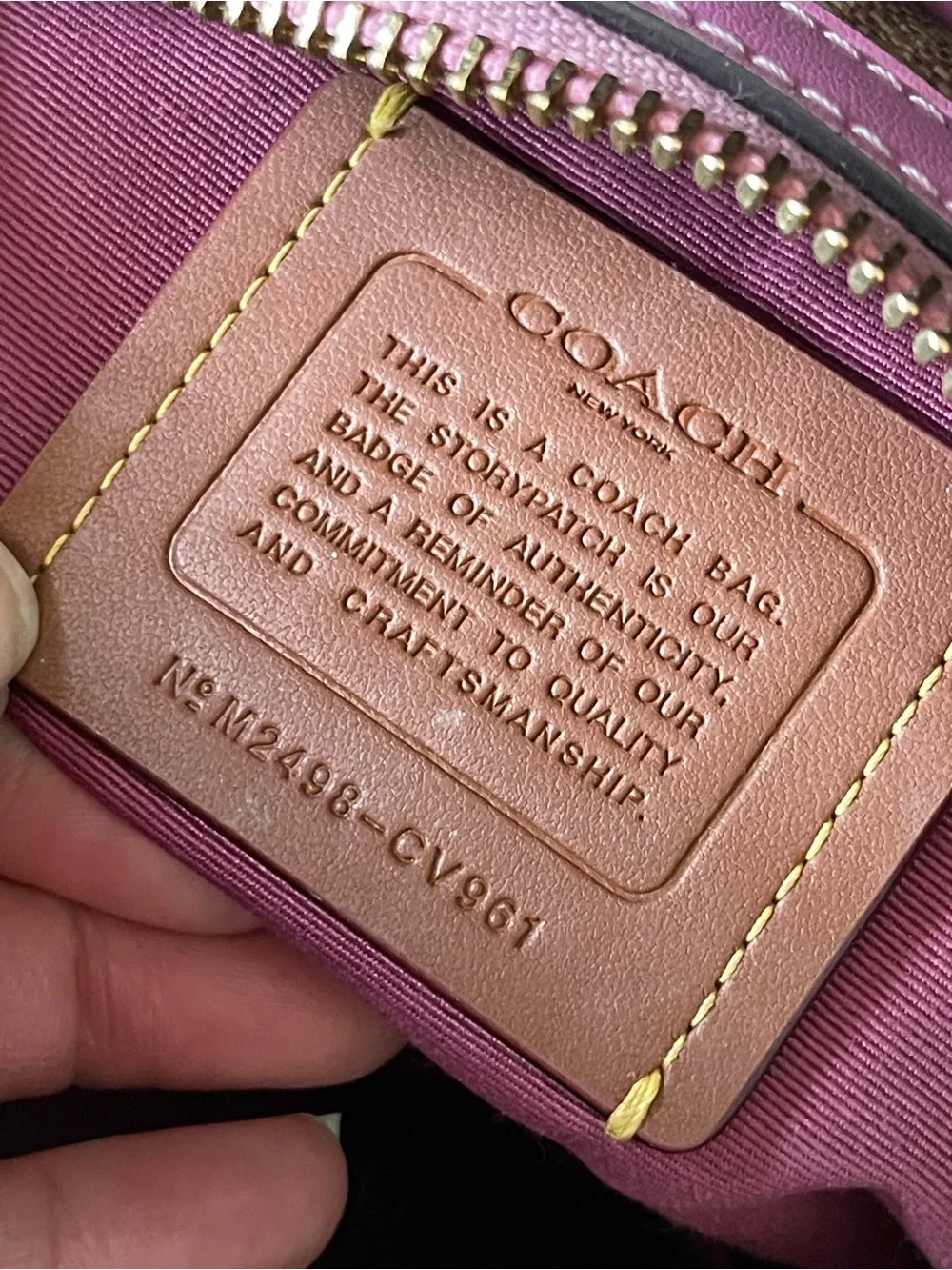 Coach Brown Signature Satchel with Pink Trim and Cherry Charm